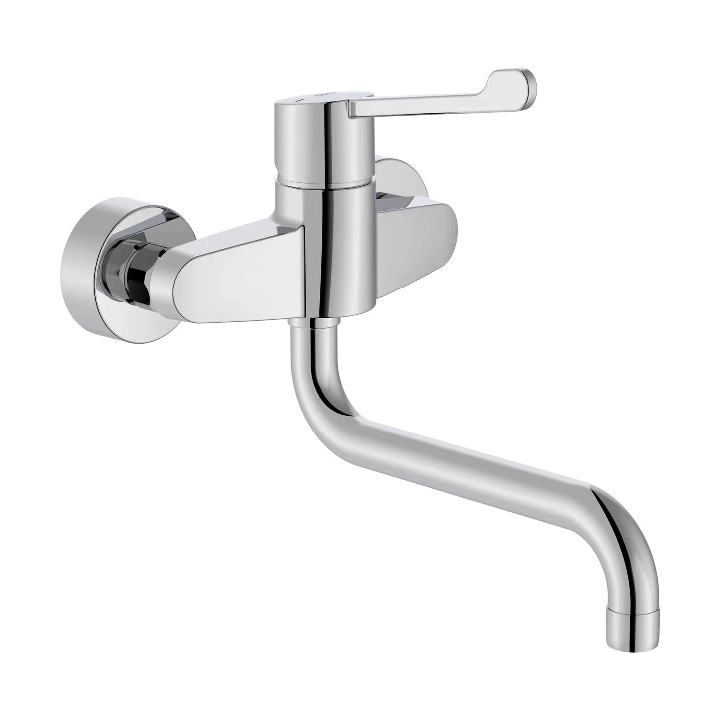 Grifo de cocina mural Roca Victoria Pro con palanca médica ergonómica en acabado cromo