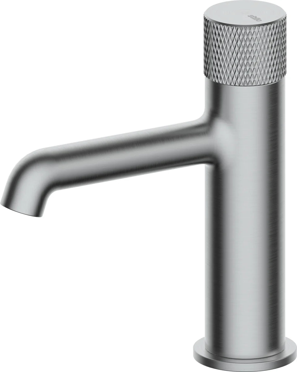 Grifo de lavabo bajo Stillo Hades volante Cold Open apariencia acero inoxidable con aireador