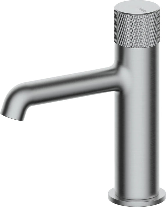Grifo de lavabo bajo Stillo Hades volante Cold Open apariencia acero inoxidable con aireador
