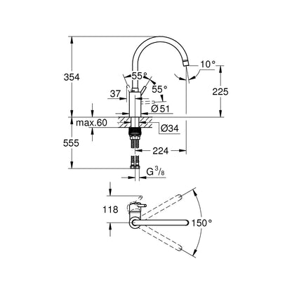 Grifo de cocina Grohe Concetto extra alta
