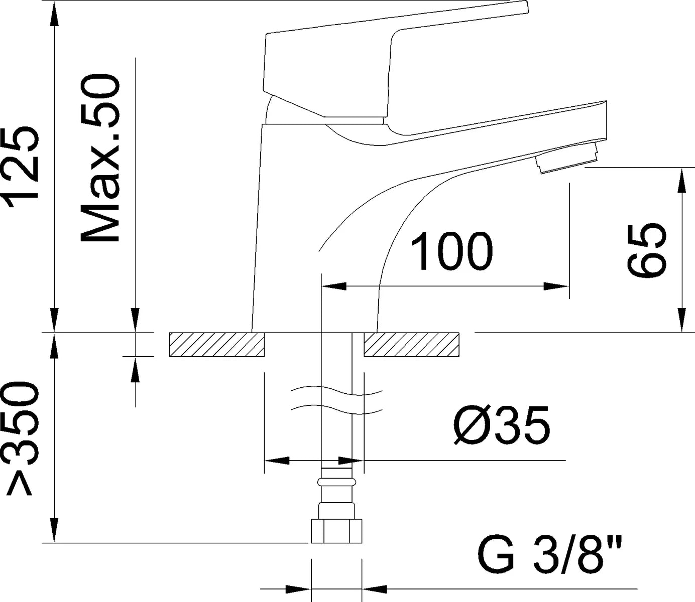 Grifo de lavabo bajo Stillo Capri-N cromo con aireador