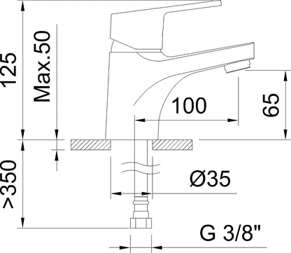 Grifo de lavabo bajo Stillo Capri-N cromo con aireador