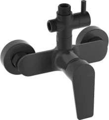 Columna de grifería para ducha monomando Stillo Hera negro rociador mural 2 vías Ø248mm maneral de 3 funciones