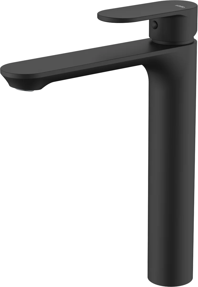 Grifo de lavabo extra alto Stillo Aura Evo Cold Open negro con aireador