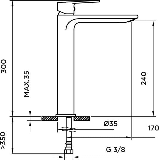 Grifo de lavabo extra alto Stillo Kios negro con aireador