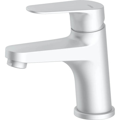 Grifo de lavabo Stillo Zeus blanco mate cuerpo bajo con ahorro de energía Cold Open