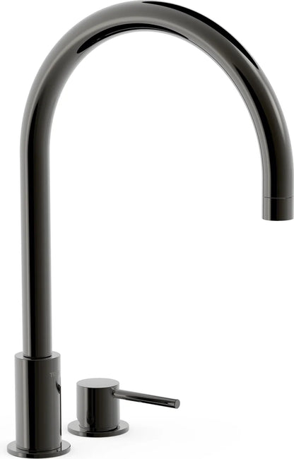 Grifería de lavabo extra alta de 2 agujeros Tres Study Exclusive negro con aireador