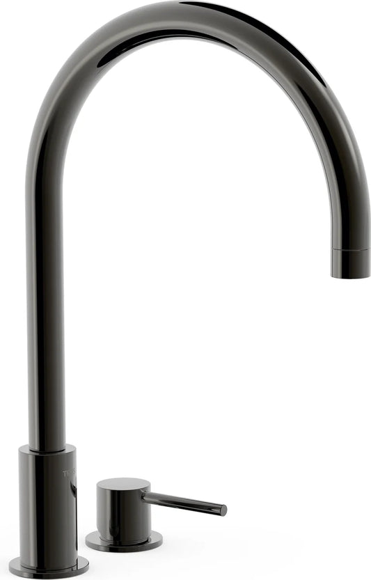 Grifería de lavabo extra alta de 2 agujeros Tres Study Exclusive negro con aireador