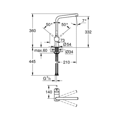 Grifo de cocina Grohe Minta extra alta monomando