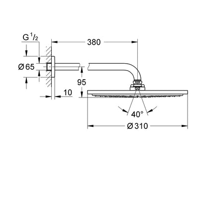 Rociador de ducha redondo Grohe rainshower - Plata cepillado