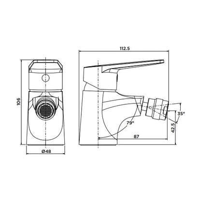 Grifo monomando para bidé Stillo Hera acabado cromo con boquilla orientable diseño moderno y suave