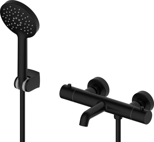 Grifería de baño ducha Stillo Hades termostático negro mate