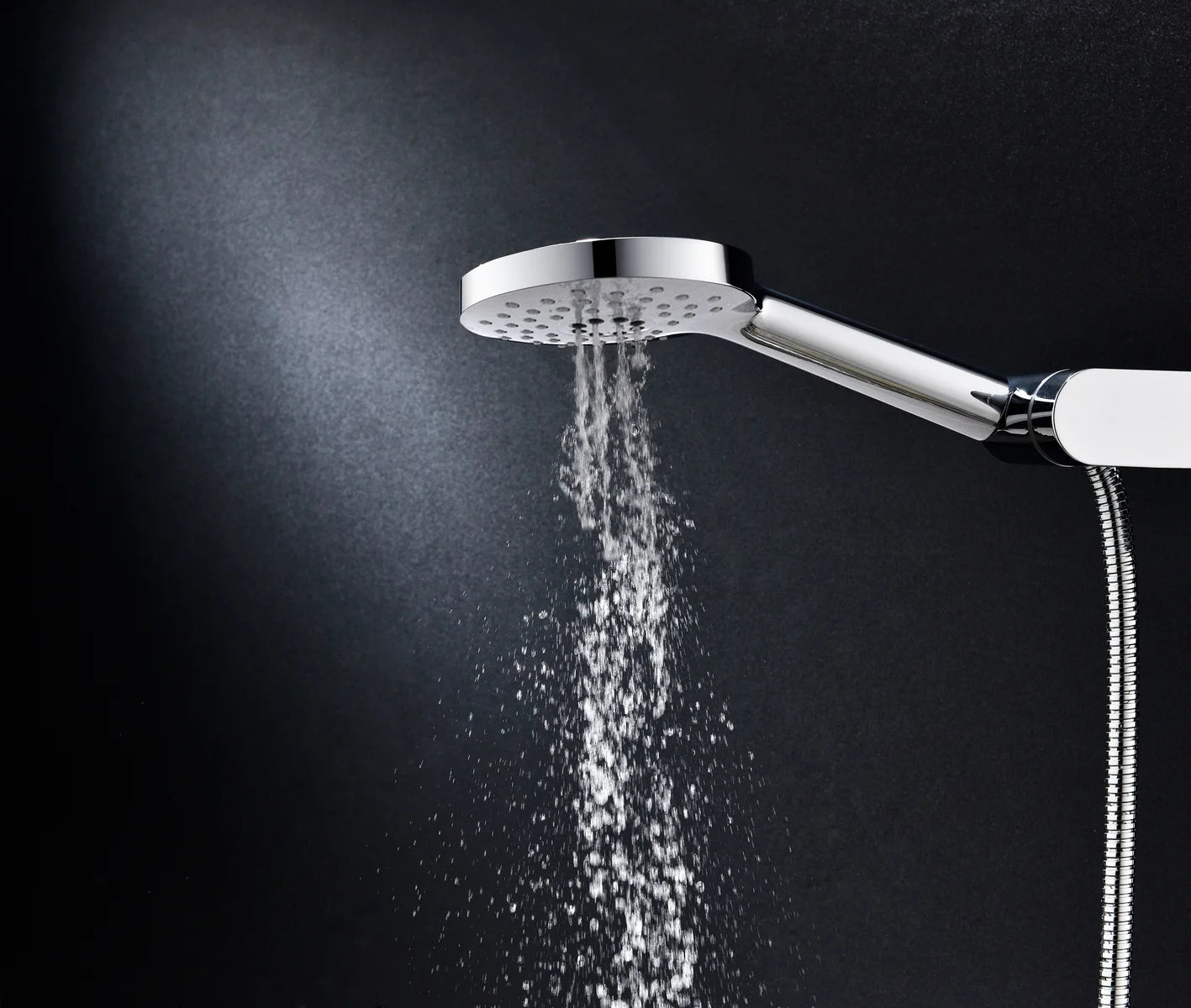 Columna de grifería para ducha monomando Stillo Hades apariencia acero inoxidable rociador mural 2 vías Ø250mm maneral de 3 funciones con repisa