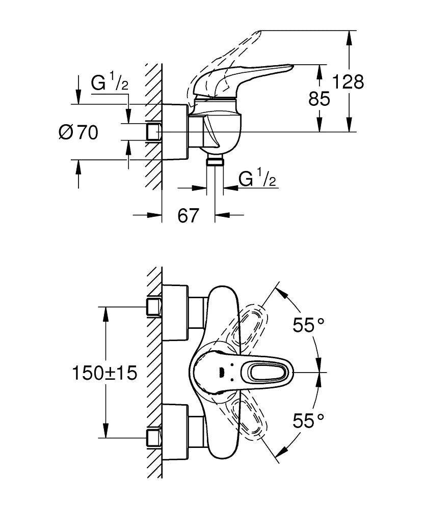 Ducha Grohe Eurostyle hueco monomando cromo