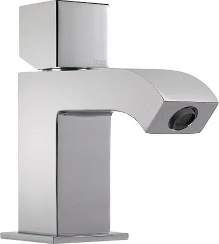 Grifería de lavabo baja Tres Cuadro-Tres volante cromo con aireador abierto