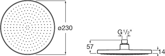 Rociador de ducha redondo Roca rainsense montaje - Apariencia acero inoxidable