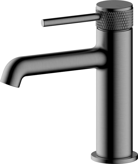 Grifo de lavabo bajo Stillo Hades Cold Open gun metal con aireador moleteado