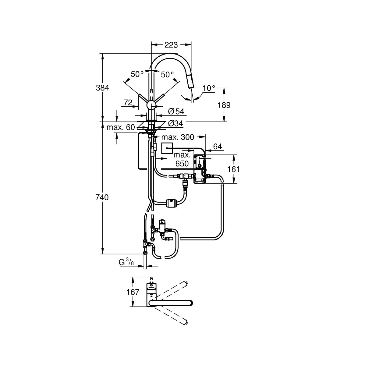 Grifo de cocina Grohe Minta touch alta monomando
