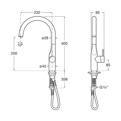 Grifo de cocina extra alto Roca Glera monomando con caño en forma de U acabado cromo