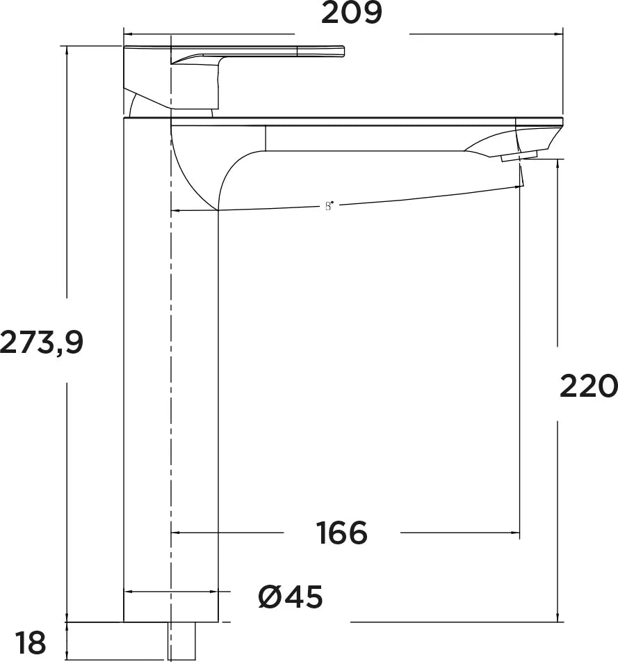 Grifo de lavabo extra alto Stillo Aura Evo Cold Open negro con aireador