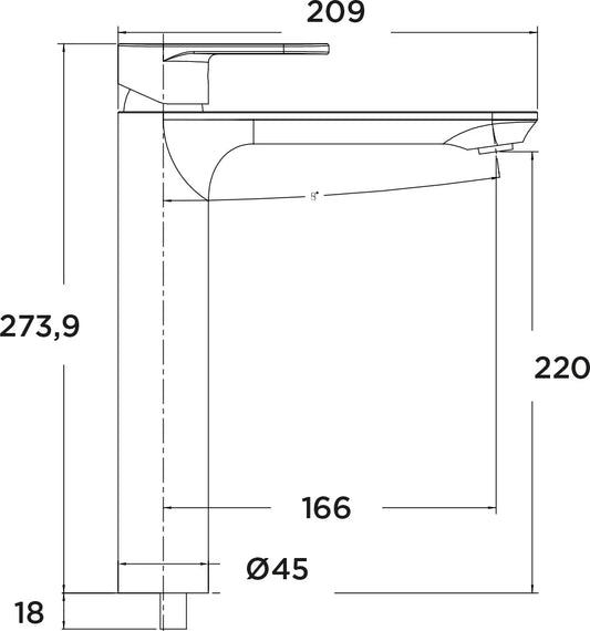 Grifo de lavabo extra alto Stillo Aura Evo Cold Open negro con aireador