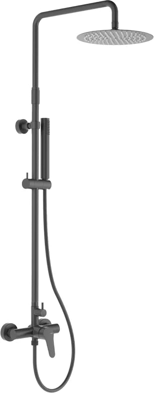 Columna de grifería para ducha monomando Stillo Zeus negro rociador mural 2 vías Ø250mm